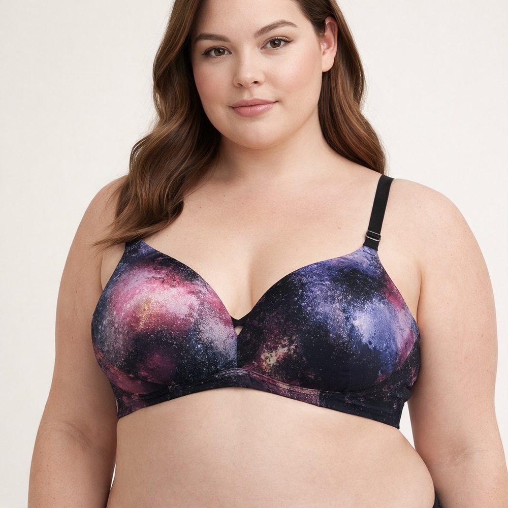 torrid Galaxy Print Wireless T-Shirt Bra in Black, Purple, Pink